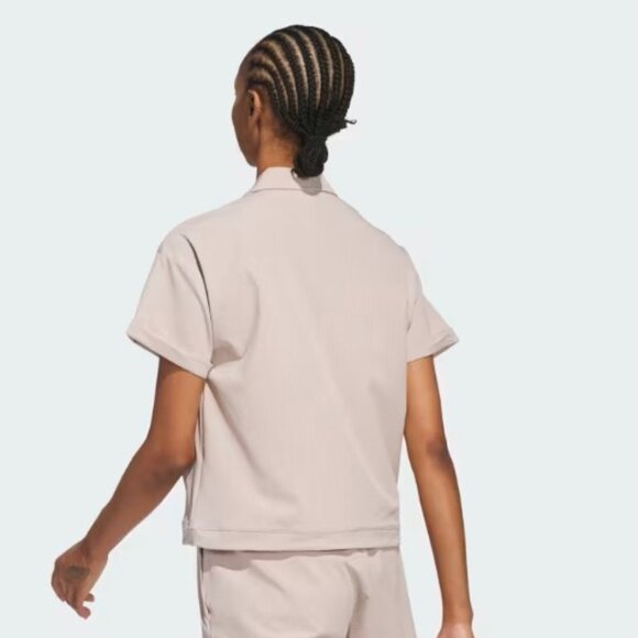 NWT Adidas Golf Women's Short Sleeve 1/4 Zip Shirt Taupe SZ Large JE7309 $85 - Picture 3 of 7